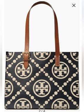 Small T Monogram Contrast Embossed Tote